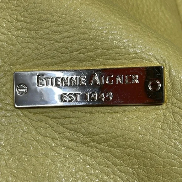 ETIENNE AIGNER Woman’s Leather Yellow Shoulder Bag With Gold Hardware - Picture 9 of 16